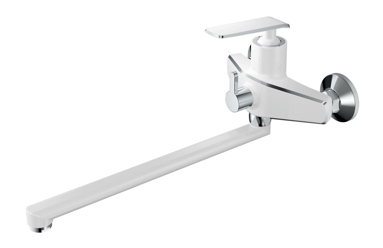 Изображение товара Смеситель для ванны и душа Haiba HB22548-8 бело-хром с длинным изливом
