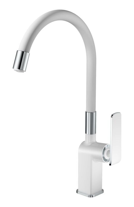 Изображение товара Смеситель для кухни Haiba HB73548-8, белый и хром, один рычаг, 25.3 см