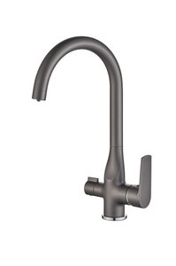 Изображение товара Смеситель для кухни Haiba HB76533-3 с подключением фильтра питьевой воды, пепельный