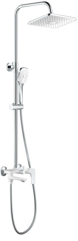 Изображение товара Душевая система Haiba HB24505-8 с верхним душем и ручной лейкой, с изливом, белый/хром