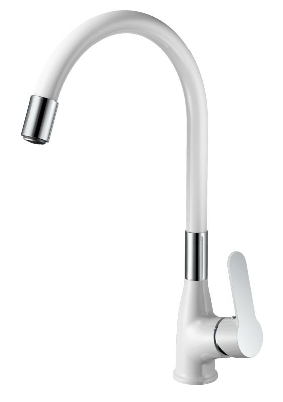 Изображение товара Смеситель для кухни Haiba HB73557-8 белый хром однорычажный с поворотным изливом