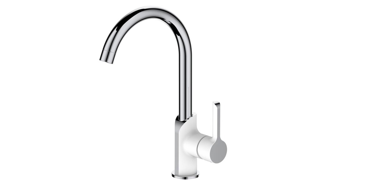 Изображение товара Смеситель для кухни Haiba HB70805-8 белый хром однорычажный 21 см