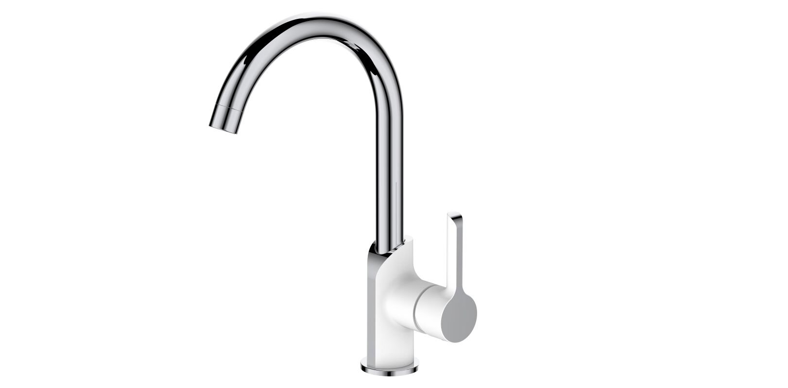 Изображение товара Смеситель для кухни Haiba HB70805-8 белый хром однорычажный 21 см