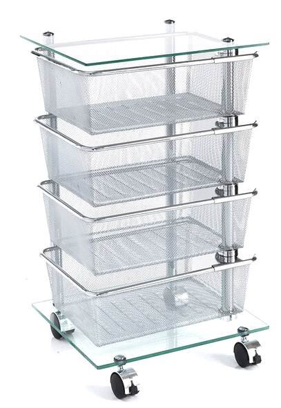 Изображение товара Этажерка-стеллаж MySpace FLF007-4BLG на колесиках хром 34,5х39х65,8 см