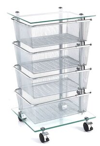 Изображение товара Этажерка-стеллаж MySpace FLF007-4BLG на колесиках хром 34,5х39х65,8 см