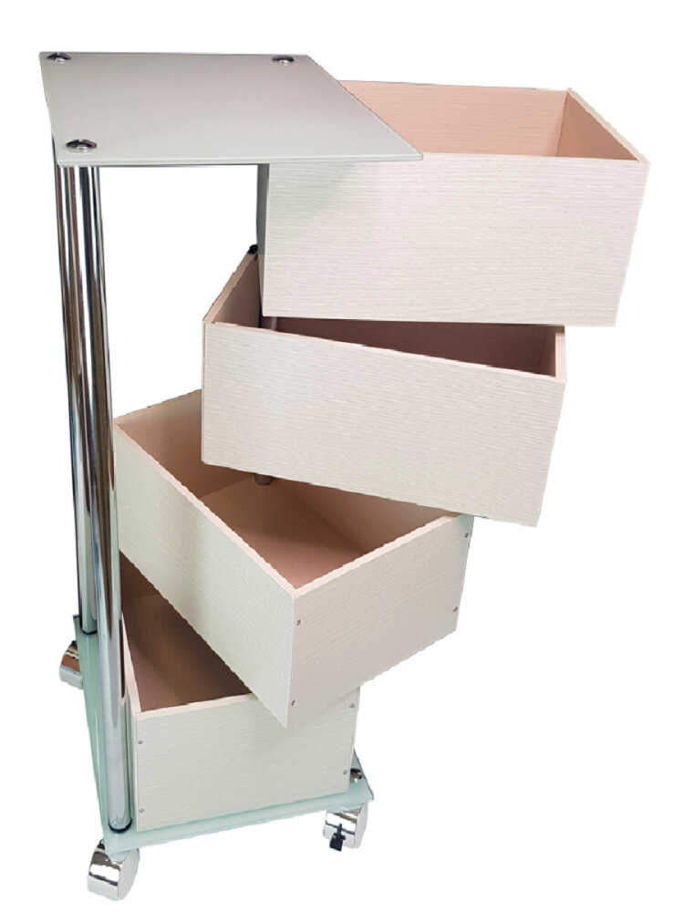 Изображение товара Этажерка-стеллаж MySpace FLF007-4LG Oak 34x39x66 см мобильная на колесиках