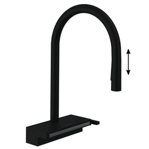 Изображение товара Смеситель для кухонной мойки Hansgrohe Aquno Select с вытяжным изливом и черным матовым покрытием