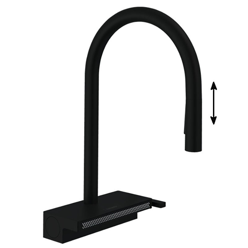 Изображение товара Смеситель для кухонной мойки Hansgrohe Aquno Select с вытяжным изливом и черным матовым покрытием
