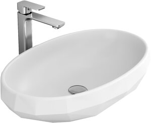 Изображение товара Раковина для ванной и кухни овальная из фарфора 64x42 см белая брокка