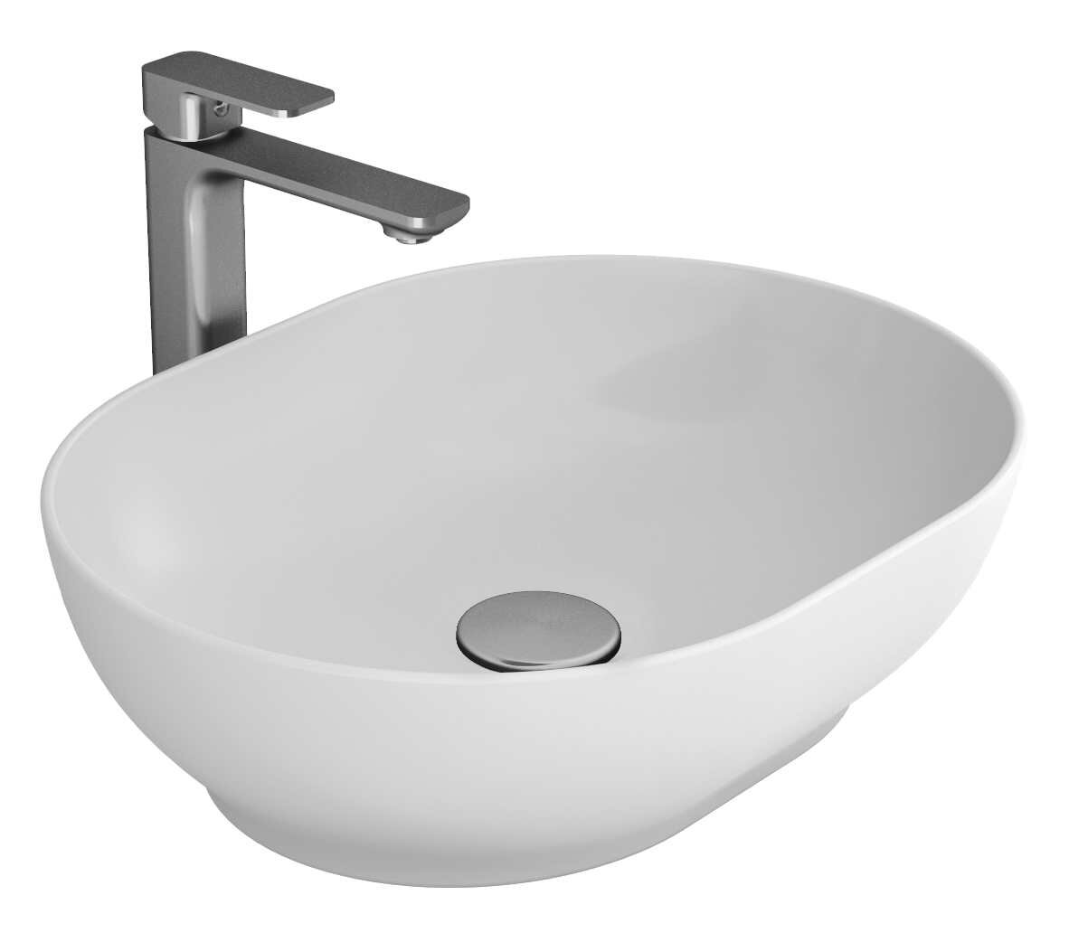 Изображение товара Раковина для ванной комнаты и кухни из фарфора с угловым монтажом 50x38 см Белая