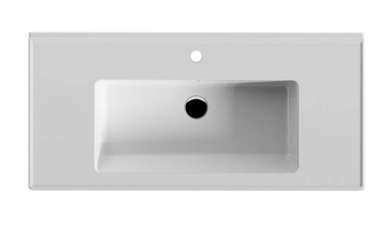 Изображение товара Мебельная раковина из фарфора 100x46.5 см с переливом и антибактериальным покрытием Изображение товара Мебельная раковина из фарфора 100x46.5 см с переливом и антибактериальным покрытием