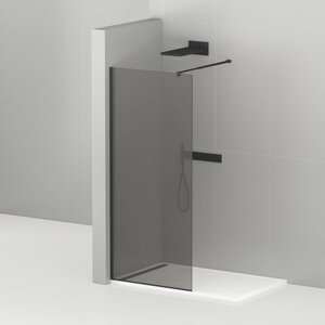 Изображение товара Душевая стенка Cezares Liberta 100 см, со свободным входом, стекло графит, профиль черный, Liberta-L-1-100-GR-Nero