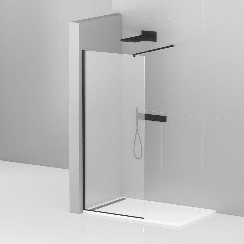 Изображение товара Душевая стенка Cezares LIBERTA-L-1-130-C-NERO 130 см без дверей, стекло 8 мм, черный профиль