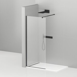 Изображение товара Душевая стенка Cezares Liberta 95 см без двери прозрачное стекло черный профиль Италия