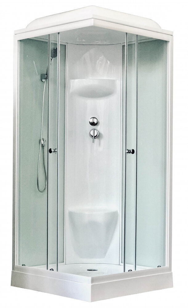 Изображение товара Душевая кабина Royal Bath RB80HP6-WT, 80 x 80 см, дверь прозрачная, задние стенки белые, профиль белый