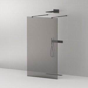 Изображение товара Душевая стенка Cezares Liberta-L-2-100-GR-Nero 100 см, со свободным входом, 2 телескопических кронштейна 105 см, стекло графит, профиль черный