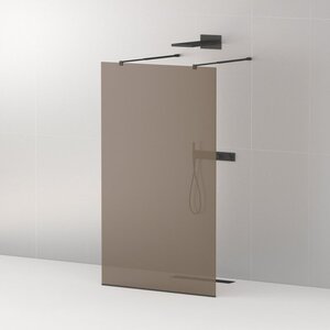 Изображение товара Душевая стенка Cezares Liberta-L-2-110-BR-Nero 110 см, со свободным входом, 2 телескопических кронштейна 105 см, стекло бронза, профиль черный