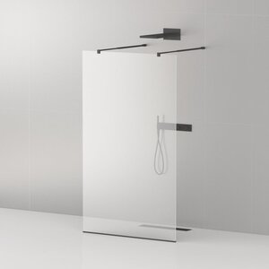 Изображение товара Душевая стенка Cezares Liberta-L-2-140-C-Nero 140 см, со свободным входом, 2 телескопических кронштейна 105 см, стекло прозрачное, профиль черный
