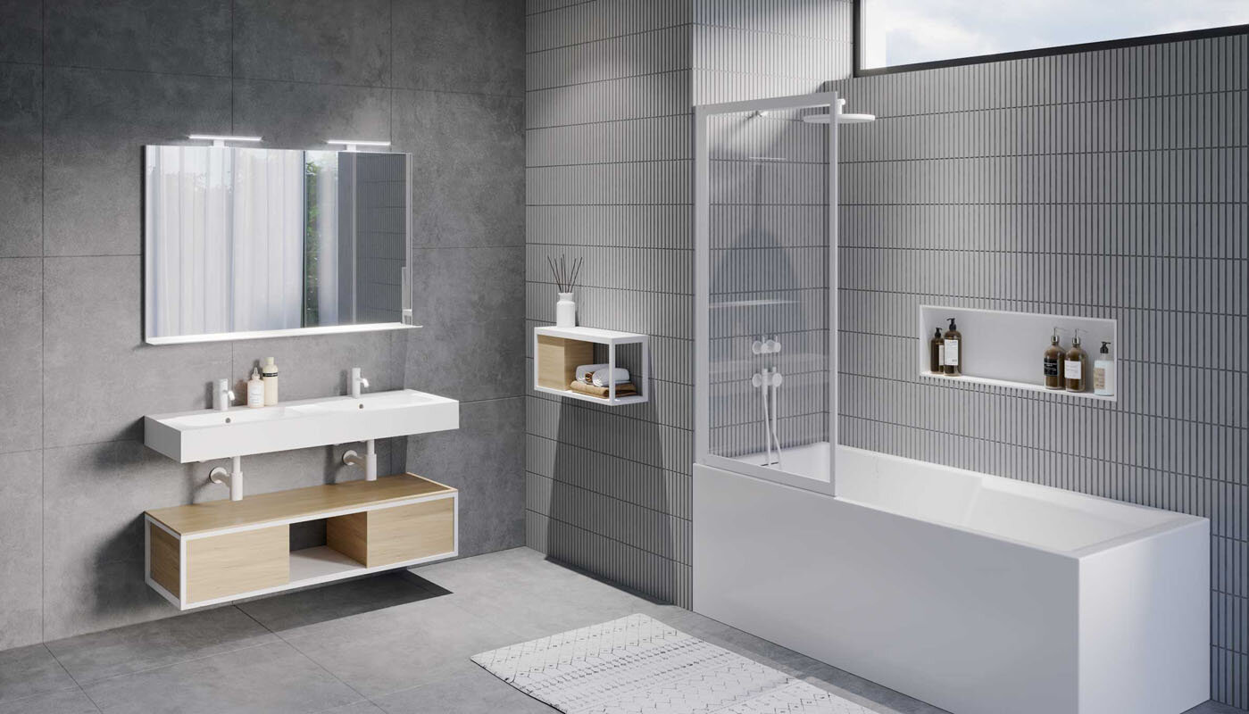 Изображение товара Шторка для ванны Riho Lucid GD501 80x150 см стекло черный профиль