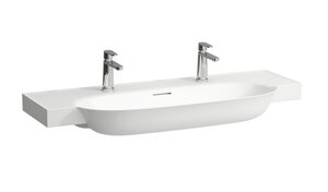 Изображение товара Раковина Laufen New Classic 8.1385.8.000.107.1 120 х 48 х 16.5 см, SaphirKeramik, 2 отверстия, с переливом, белый глянцевый