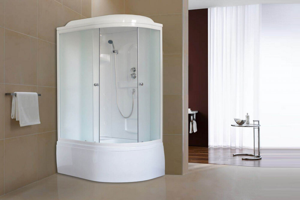 Изображение товара Душевая кабина Royal Bath RB8120BK1-M-L, асимметричная, 120x80 см, белое стекло