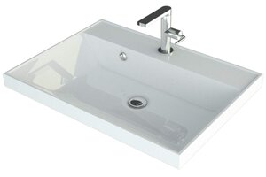 Изображение товара Раковина Andrea Classic 60 см из литого мрамора, белая, с переливом