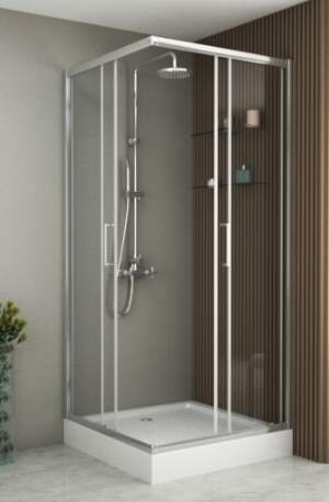 Изображение товара Душевой уголок Bravat Drop BS100.2200A, 100 x 100 x 200 см, двери раздвижные, стекло прозрачное, хром