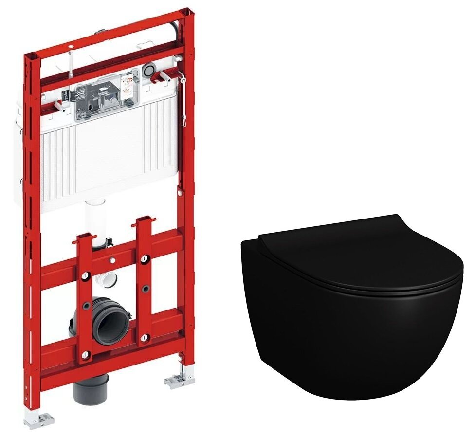 Изображение товара Инсталляция TECE TECEprofil 9600200 с унитазом Vitra Sento черный матовый