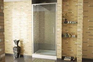 Изображение товара Душевая дверь в нишу Bravat Line BD100.4111A, 100 x 200 см, распашная, стекло прозрачное, хром