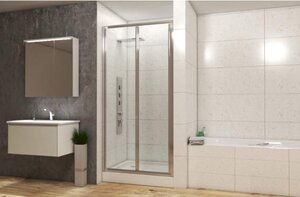 Изображение товара Душевая дверь в нишу Bravat Line BD100.4121A, 100 x 200 см, складная, стекло прозрачное, хром