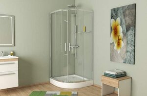 Изображение товара Душевой уголок Bravat Line BS100.1201A, 100 x 100 x 200 см, двери раздвижные, стекло прозрачное, хром