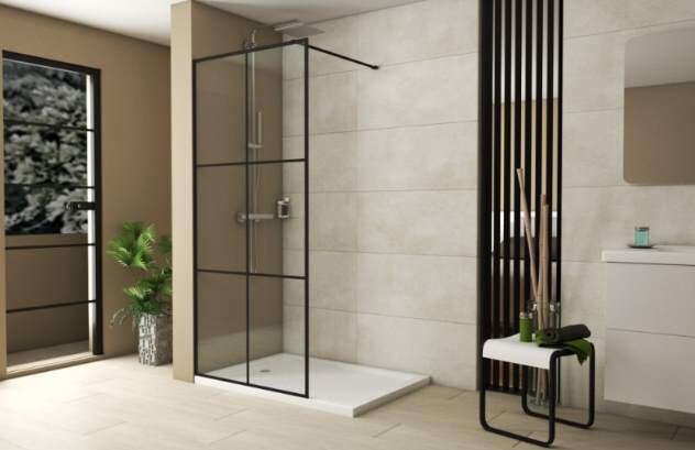 Изображение товара Bravat Black Line 90x195 Walk-in стенка с черным профилем Изображение товара Bravat Black Line 90x195 Walk-in стенка с черным профилем