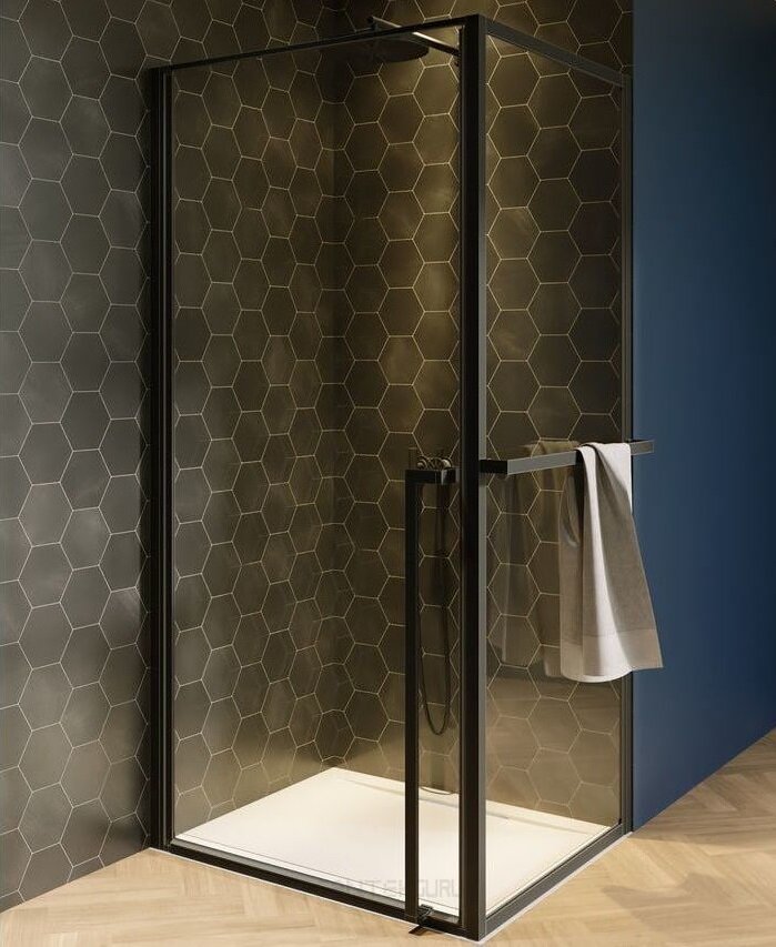 Изображение товара Душевой уголок Riho Lucid GD201 100x80 см с прозрачным стеклом и черным матовым профилем