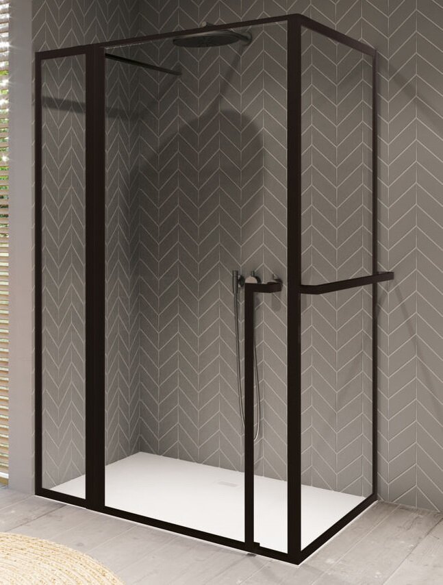 Изображение товара Душевой уголок Riho Lucid GD203 G005023121 130 x 90 x 200 см, стекло прозрачное, профиль черный матовый, с полотенцедержателем