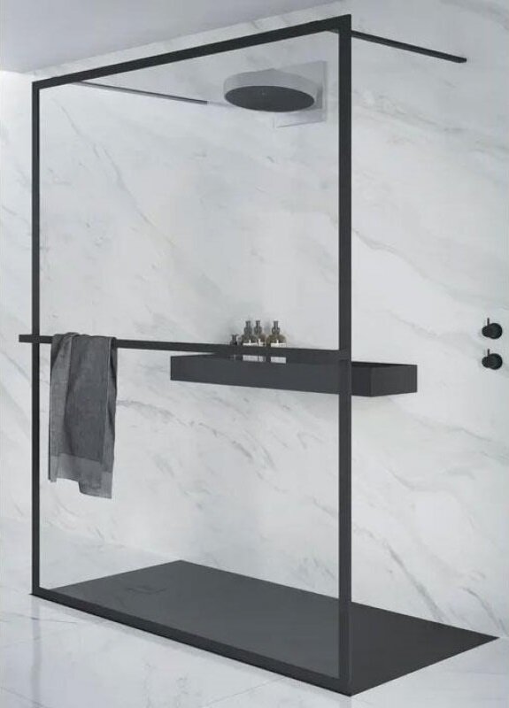 Изображение товара Душевой уголок Riho Lucid GD401 G005032121 140 x 200 см, стекло прозрачное, профиль черный матовый, с полотенцедержателем