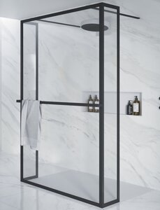 Изображение товара Душевой уголок Riho Lucid GD404 G005037121 90 x 200 см, стекло прозрачное, профиль черный матовый, с полотенцедержателем