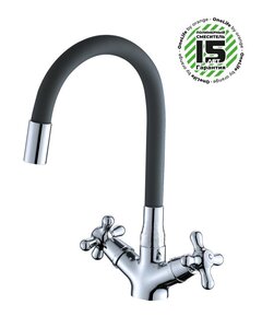 Изображение товара Полимерный смеситель OneLife для кухонной мойки, черный матовый/хром, P03-007cr