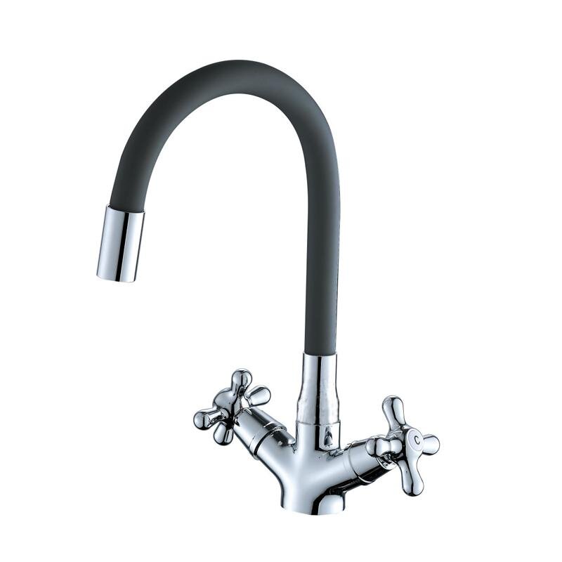 Изображение товара Полимерный смеситель OneLife для кухонной мойки, черный матовый/хром, P03-007cr