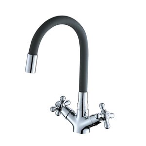 Изображение товара Полимерный смеситель OneLife для кухонной мойки, черный матовый/хром, P03-007cr