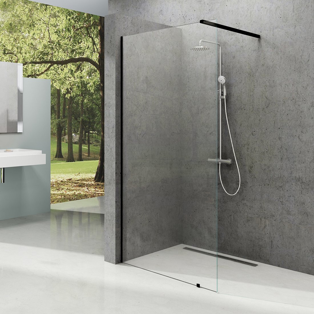 Изображение товара Душевая стенка Ravak ST Walk-In Wall 70 см, безопасное стекло, черный профиль