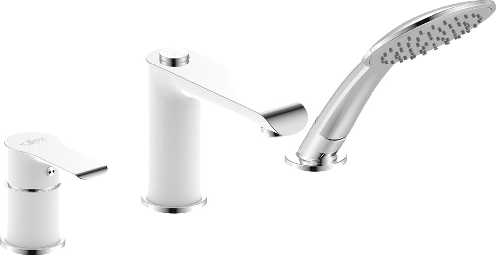 Изображение товара Смеситель Rossinka W W40-39 на борт ванны однорычажный хром белый