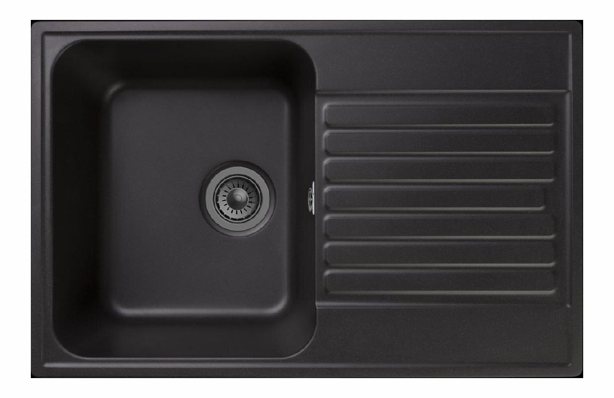 Изображение товара Кухонная мойка GranFest Quarz Z 78 из искусственного камня, 73.6x47.6 см, черная матовая