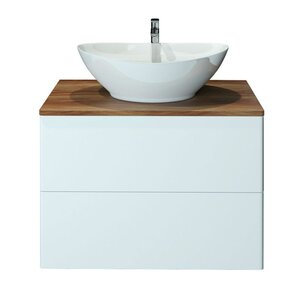 Изображение товара Тумба c раковиной Orange Otto, подвесная, столешница щит ясеня, белый/дерево, Ot-75TuWOOD+G56