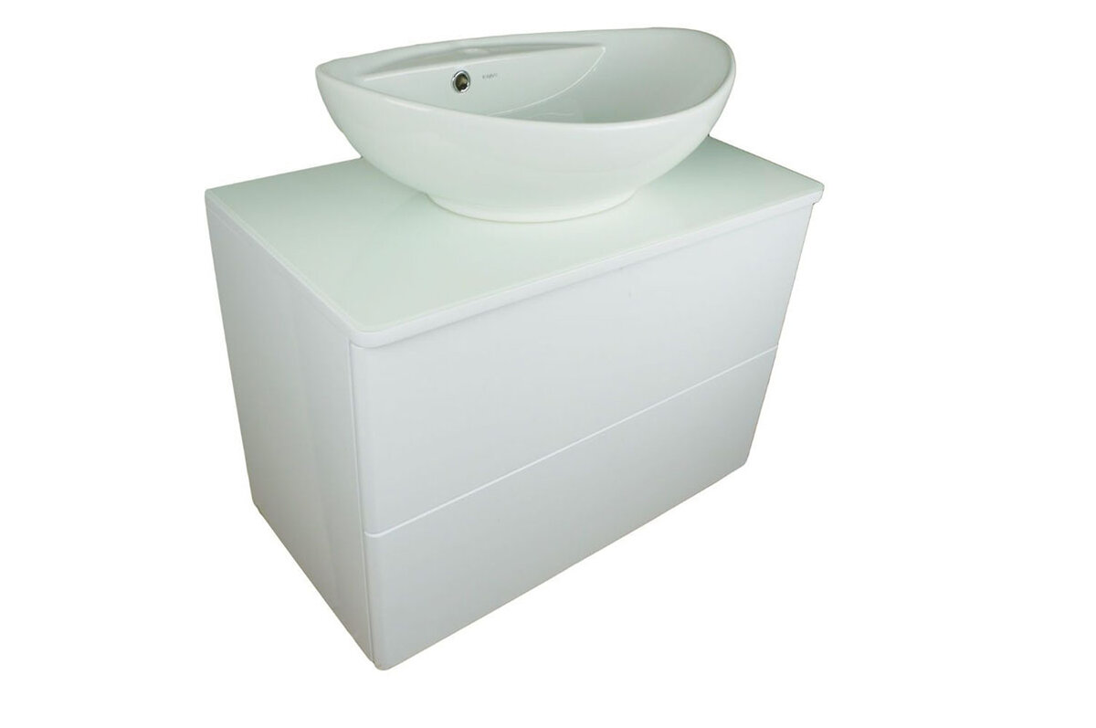 Изображение товара Подвесная тумба с раковиной Gamma 600 и стеклянной столешницей Otto Ot-75TuGLASS+G60