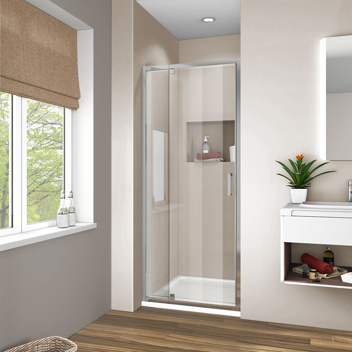 Изображение товара Душевая дверь Vincea Intra VDP-1I9010CL, 90/100 см, распашная, стекло прозрачное, хром