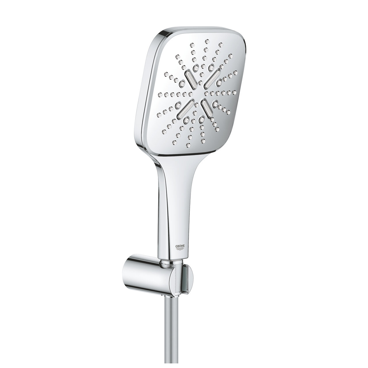 Изображение товара Душевой гарнитур Grohe Rainshower SmartActive 130 Cube, 26589000, хром, 3 режима струи Изображение товара Душевой гарнитур Grohe Rainshower SmartActive 130 Cube, 26589000, хром, 3 режима струи