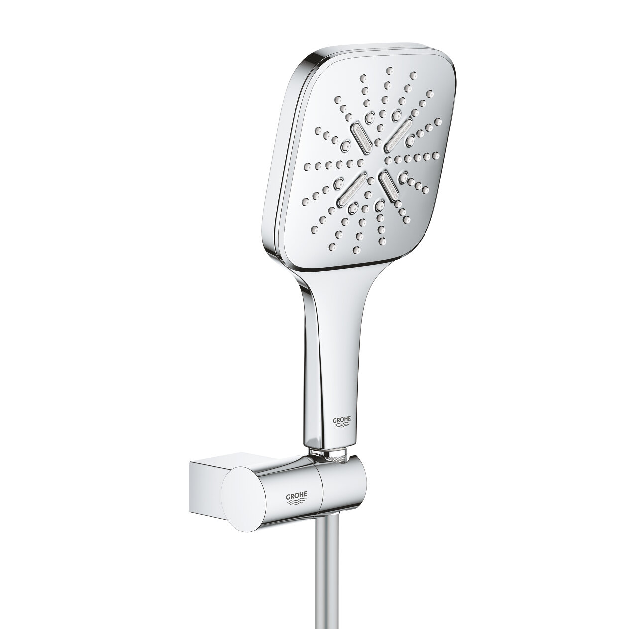 Изображение товара Душевой гарнитур Grohe Rainshower SmartActive 130 Cube, 26588000, хром, 3 режима струи Изображение товара Душевой гарнитур Grohe Rainshower SmartActive 130 Cube, 26588000, хром, 3 режима струи