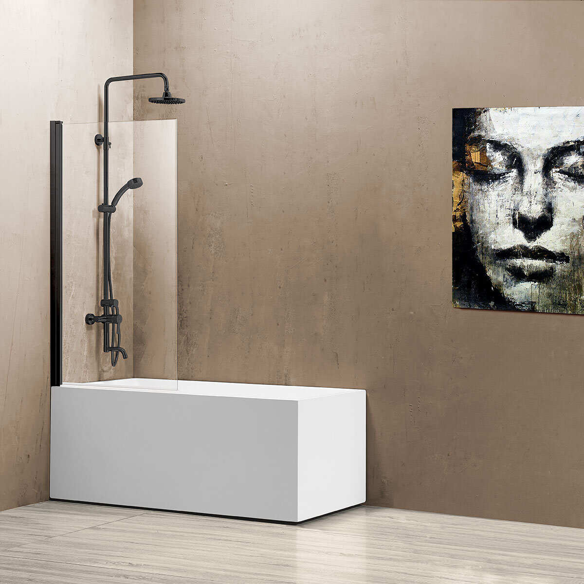 Изображение товара Душевая шторка на ванну Vincea VSB-11800CLB 80 x 140 см, распашная, стекло прозрачное, черный