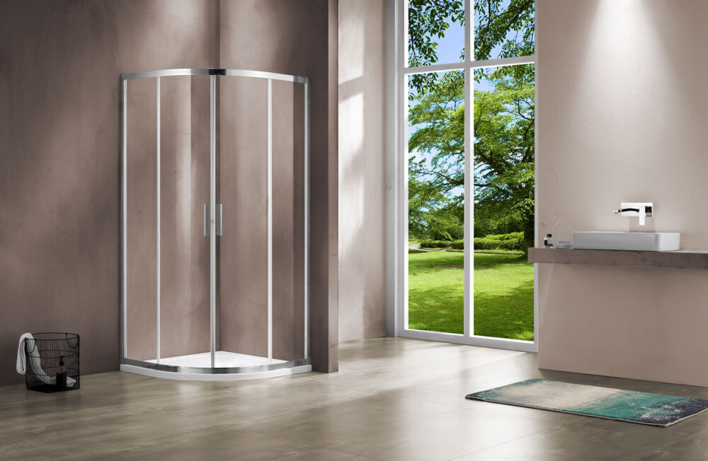 Изображение товара Душевой уголок Vincea Garda VSQ-1G800CL 80x80 см четверть круга раздвижные двери хром стекло прозра