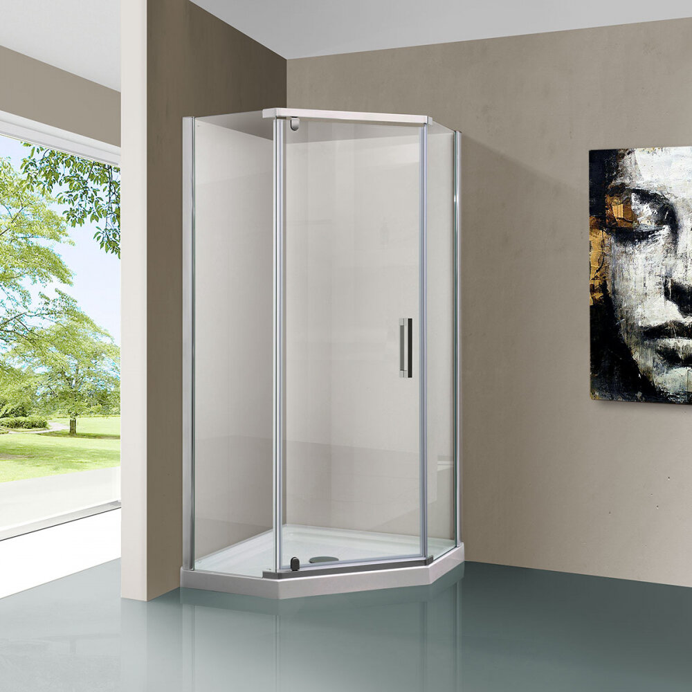 Изображение товара Душевой уголок Vincea Stresa VSP-1S100CL пятиугольный 100x100 см распашной стекло хром